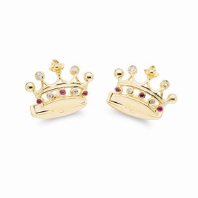 Deakin & Francis Cufflinks 18ct Yellow Gold Ruby And Diamond Crown