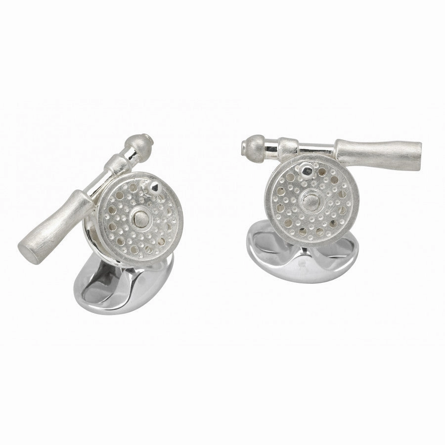 Deakin & Francis Sterling Silver Fly Fishing Reel Cufflinks