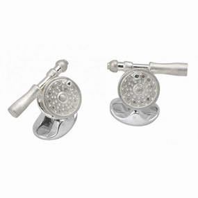 Deakin & Francis Sterling Silver Fly Fishing Reel Cufflinks