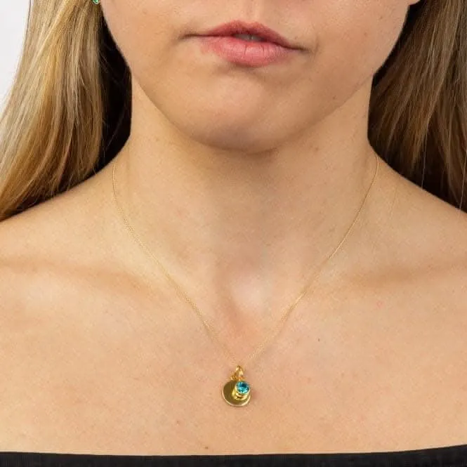 December Yellow Gold Plated Birthstone Engravable Disc Necklace P5019