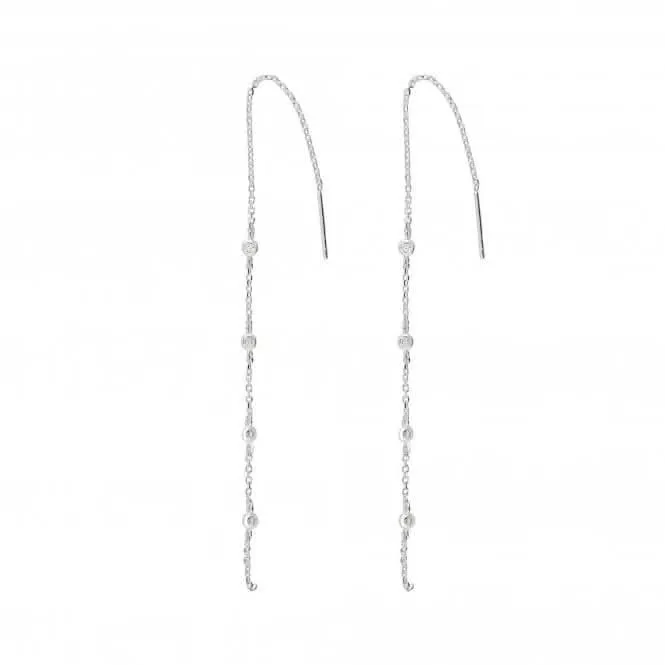 Dew Silver Extensive Chain with Cubic Zirconia Drop Earrings 58287CZ027