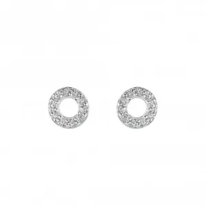 Dew Silver Open Cubic Zirconia Mini open Circle Stud Earrings 3547CZ027