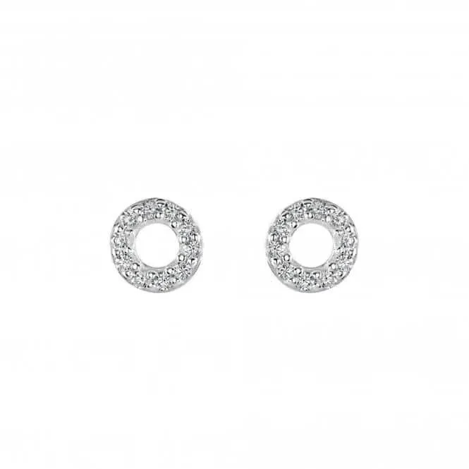 Dew Silver Open Cubic Zirconia Mini open Circle Stud Earrings 3547CZ027