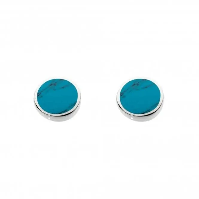 Dew Silver Small Round Synthetic Turquoise Stud earrings 3060TQ013