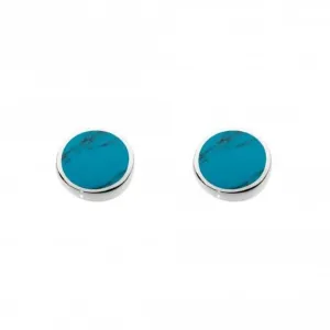 Dew Silver Small Round Synthetic Turquoise Stud earrings 3060TQ013