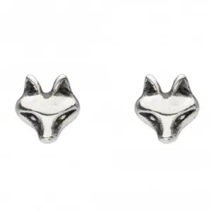Dew Sterling Silver Cunning Fox Head Oxidised Stud Earrings 4867OX