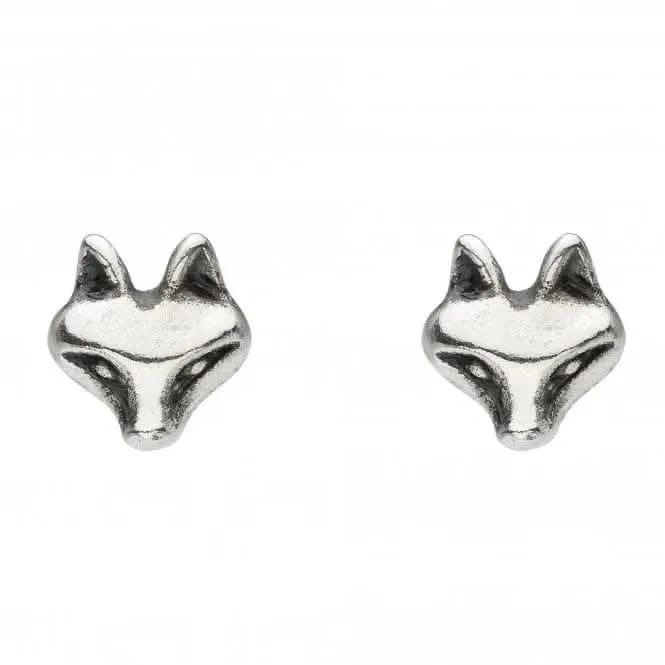 Dew Sterling Silver Cunning Fox Head Oxidised Stud Earrings 4867OX