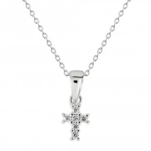 Dew Sterling Silver Dinky Cross Cubic Zirconia Pendant 98352CZ