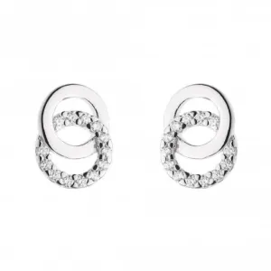 Dew Sterling Silver Double Cubic Zirconia Circle Stud Earrings 3820CZ022