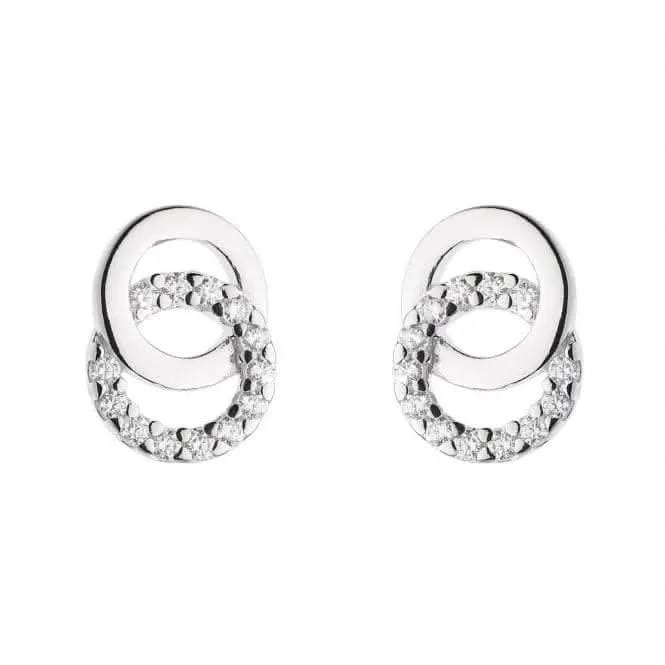 Dew Sterling Silver Double Cubic Zirconia Circle Stud Earrings 3820CZ022