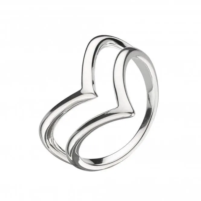 Dew Sterling Silver Double Wishbone Ring 1733HP021