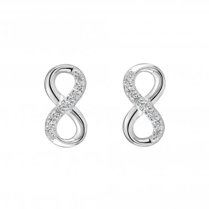 Dew Sterling Silver Infinity Cubic Zirconia Stud Earrings 3517CZ027