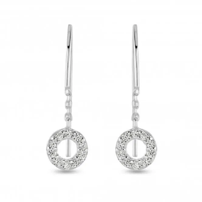 Dew Sterling Silver Open Cubic Zirconia Mini Circle Drop Earrings 5547CZ027