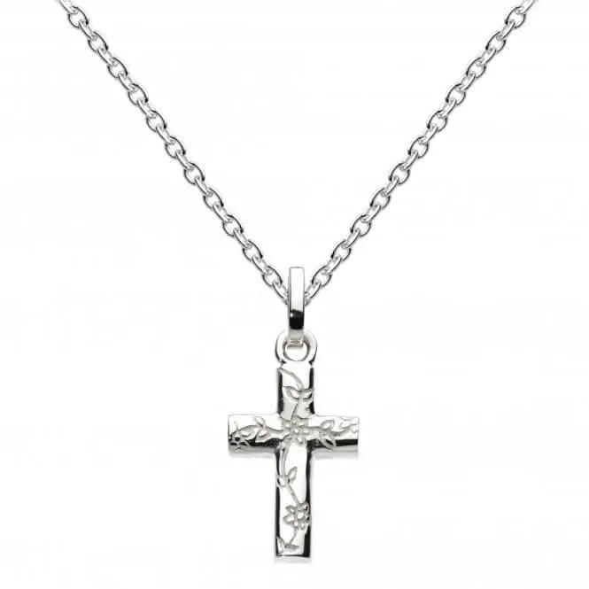 Dew Sterling Silver Small Engraved Cross Pendant 90A5HP