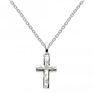 Dew Sterling Silver Small Engraved Cross Pendant 90A5HP