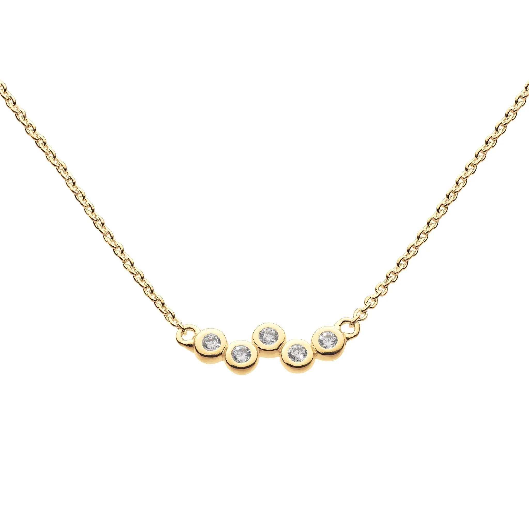 Dew Zirconia Gold Plate Scatter 18" Necklace 9711GCZ