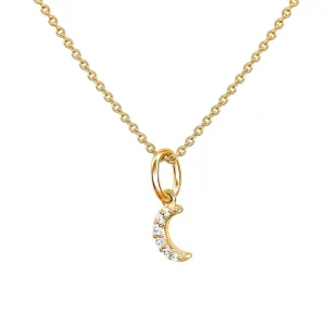 Dew Zirconia Pave Gold Plate Crescent Moon Pendant 94081GCZ