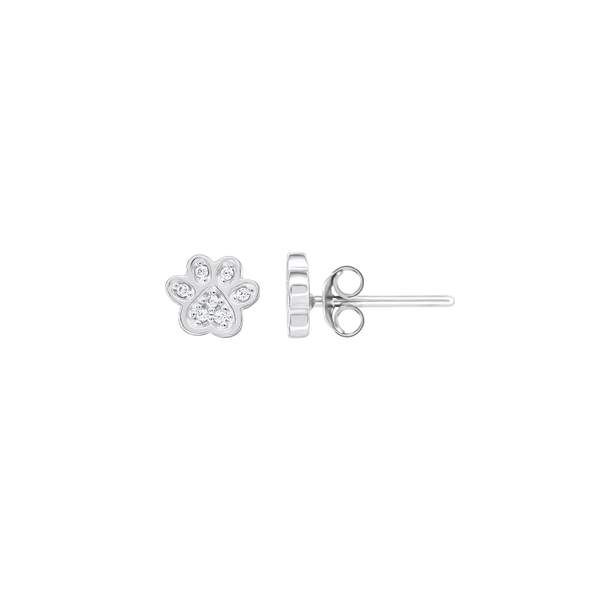 Dew Zirconia Paw Print Studs 37738CZ