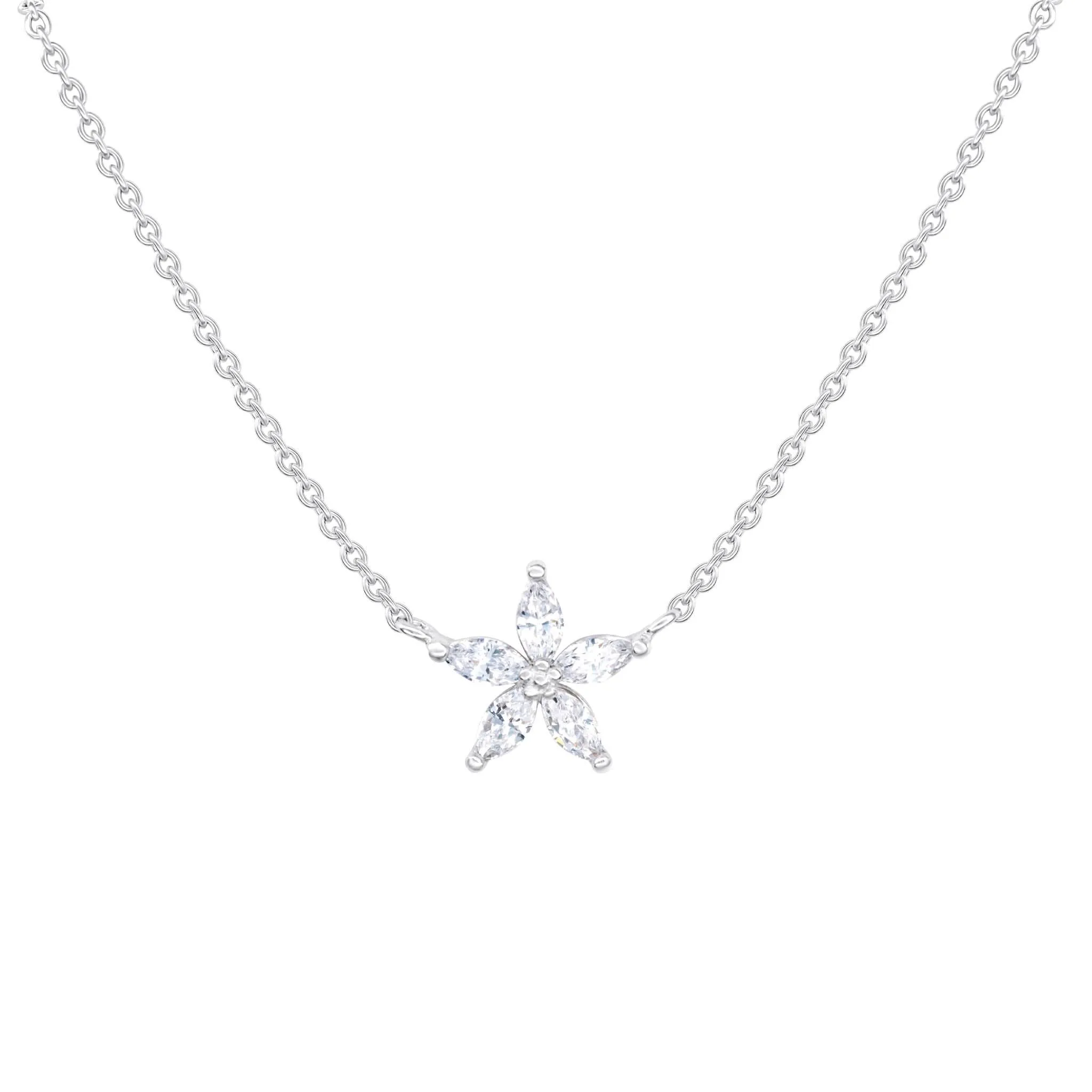 Dew Zirconia Star Flower 18" Necklace 93173CZ