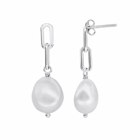 Dew 11mm Baroque Pearl Paperclip Stud Drops 55014FP
