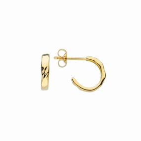 Dew Gold Plate 12mm Rippled Stud Hoops 66860GD
