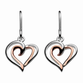 Dew Silver Heart Strands with Rose Gold Plate Drop Earrings 68028RG016