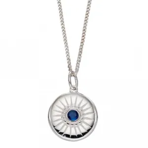 Diamond Cut Disc Pendant with Sapphire Blue Crystal P4971L