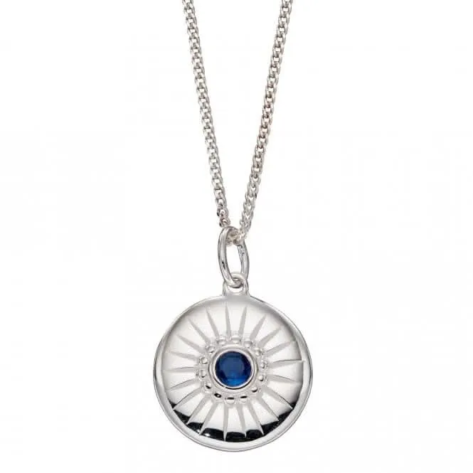 Diamond Cut Disc Pendant with Sapphire Blue Crystal P4971L