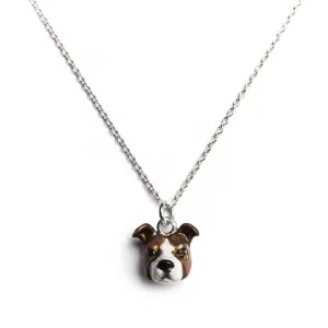Dog Fever Sterling Silver Enamelled American Staffordshire Muzzle Necklace D