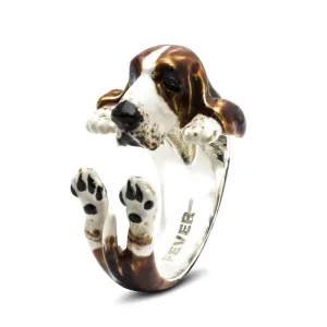 Dog Fever Sterling Silver Enamelled Basset Hound Hug Ring