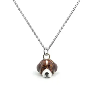 Dog Fever Sterling Silver Enamelled Beagle Muzzle Necklace D
