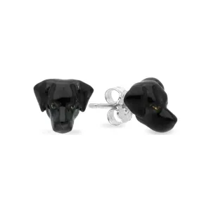 Dog Fever Sterling Silver Enamelled Black Labrador Retriever Muzzle Earrings