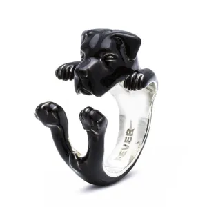 Dog Fever Sterling Silver Enamelled Cane Corso Hug Ring D