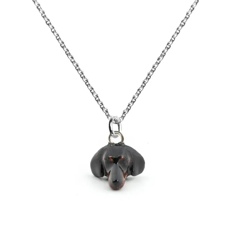 Dog Fever Sterling Silver Enamelled Dachshund Muzzle Necklace D