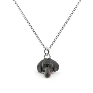 Dog Fever Sterling Silver Enamelled Dachshund Muzzle Necklace D