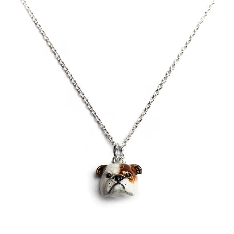 Dog Fever Sterling Silver Enamelled English Bulldog Muzzle Necklace