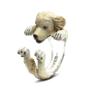 Dog Fever Sterling Silver Enamelled Golden Retriever Hug Ring