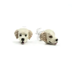 Dog Fever Sterling Silver Enamelled Golden Retriever Muzzle Earrings