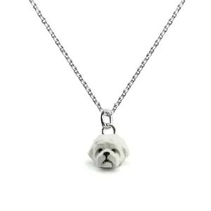 Dog Fever Sterling Silver Enamelled Maltese Muzzle Necklace