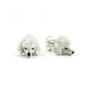 Dog Fever Sterling Silver Enamelled Poodle Muzzle Earrings