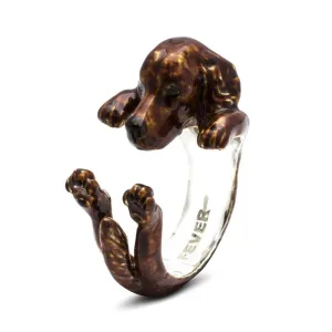 Dog Fever Sterling Silver Enamelled Setter Hug Ring