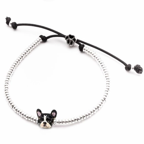Dog Fever Sterling Silver Enamelled French Bulldog Muzzle Bracelet