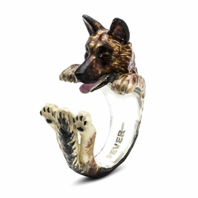 Dog Fever Sterling Silver Enamelled German Shepherd Hug ring D