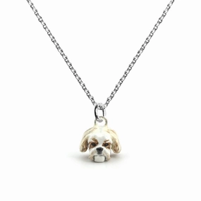 Dog Fever Sterling Silver Enamelled Shih Tzu Muzzle Necklace D