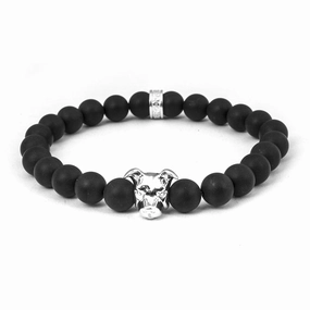 Dog Fever Sterling Silver Onyx American Staffordshire / Pitbull Bracelet