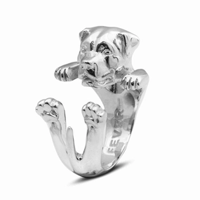 Dog Fever Sterling Silver Rottweiler Hug Ring
