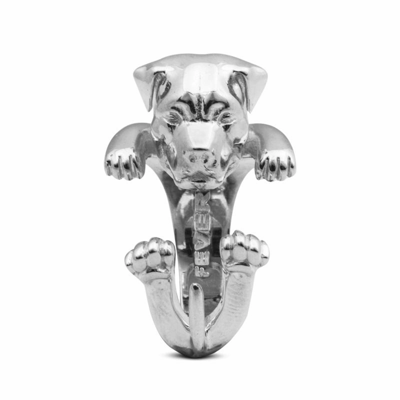 Dog Fever Sterling Silver Rottweiler Hug Ring