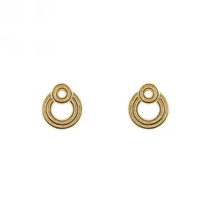 Double Circle Gold Plated Ridged Stud Earrings E6243