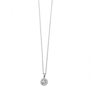 Elements Pave Disc Pendant with Clear Round CZ P4158C