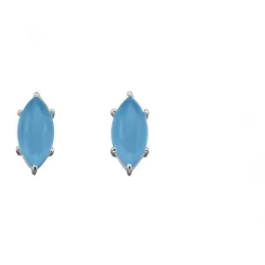 Elements Silver Marquise Cab Blue Chalcedony Earrings E5701T